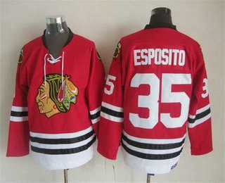 Mens Chicago Blackhawks #35 Tony Esposito Red Throwback Jersey->chicago blackhawks->NHL Jersey